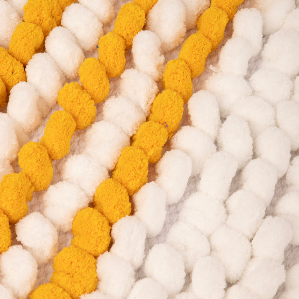 Tapete de baño de chenilla blanco y amarillo SOLLER