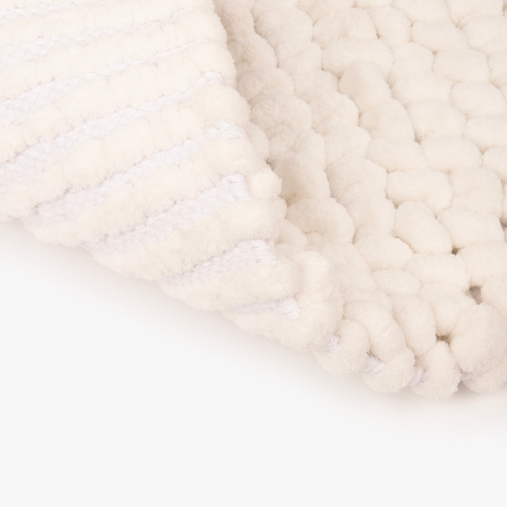 Tapete de baño de chenilla blanco y amarillo SOLLER