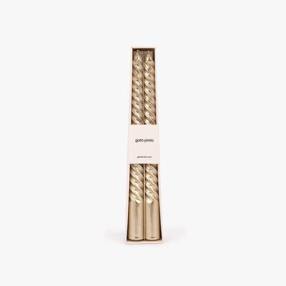 Caixa de 4 velas espiral ouro 2x25cm MARSHMALLOW