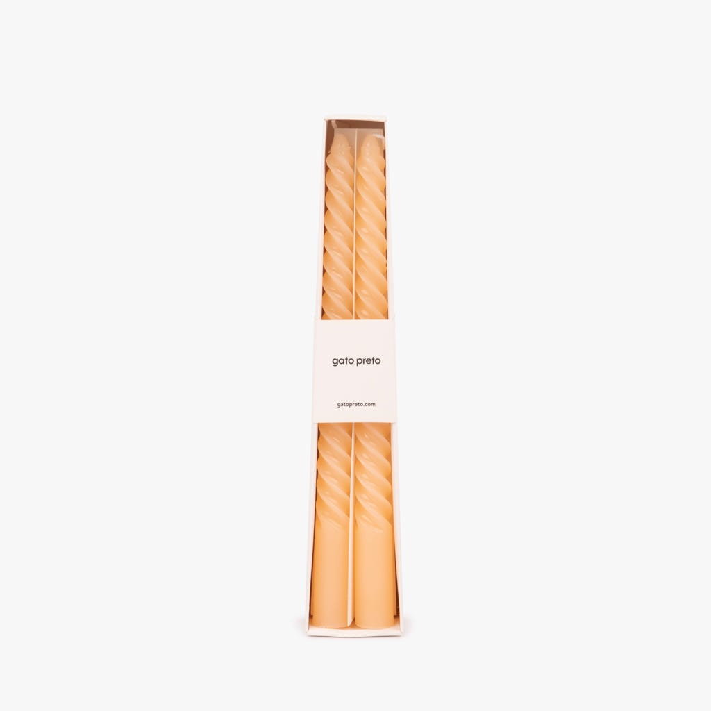 Caixa de 4 velas espiral laranja 2x25cm MARSHMALLOW