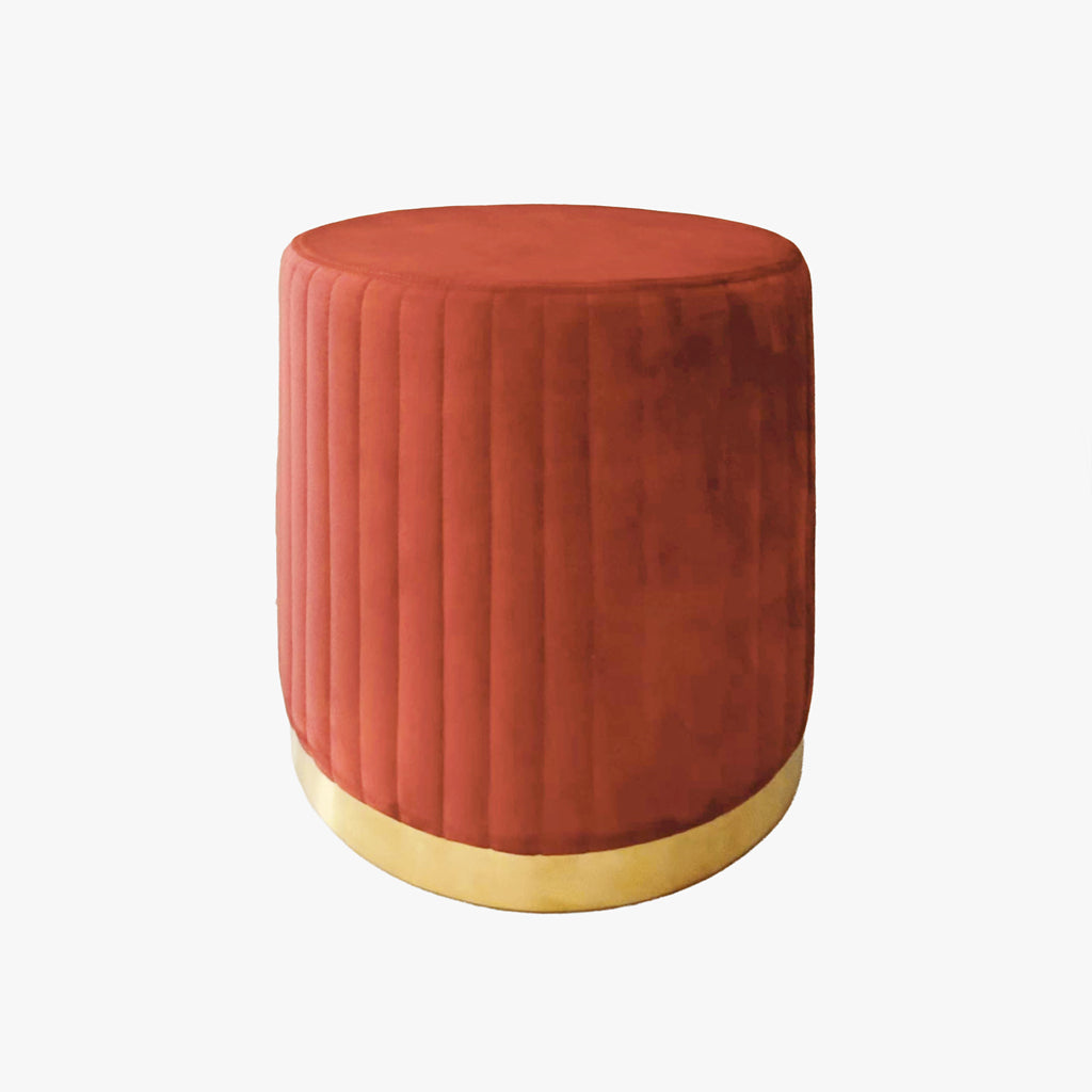 Pouf Tijolo de Veludo com riscas em dourado ANDRIA