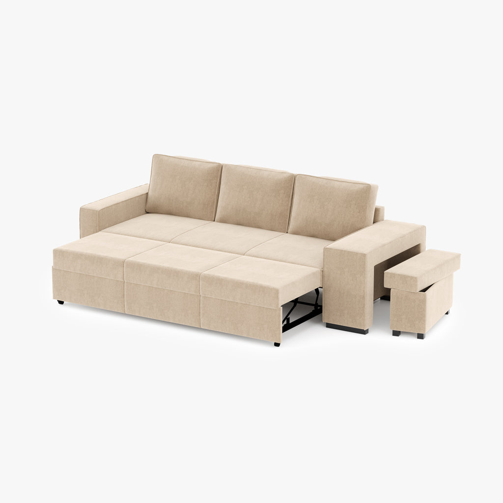 Sofá cama beige resistente