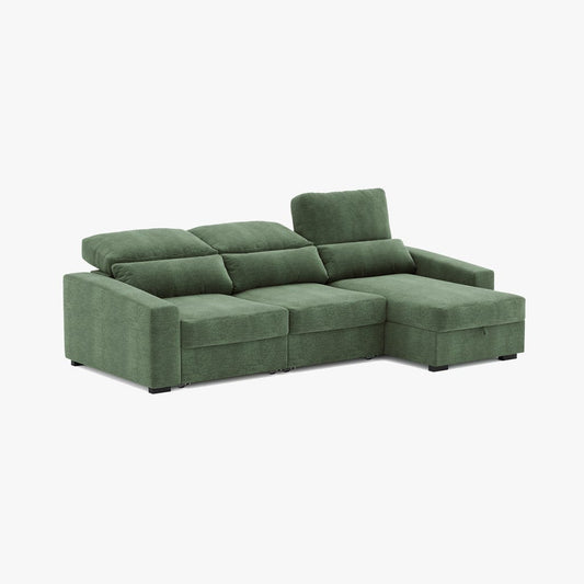 Sofá chaise-longue verde KEEN