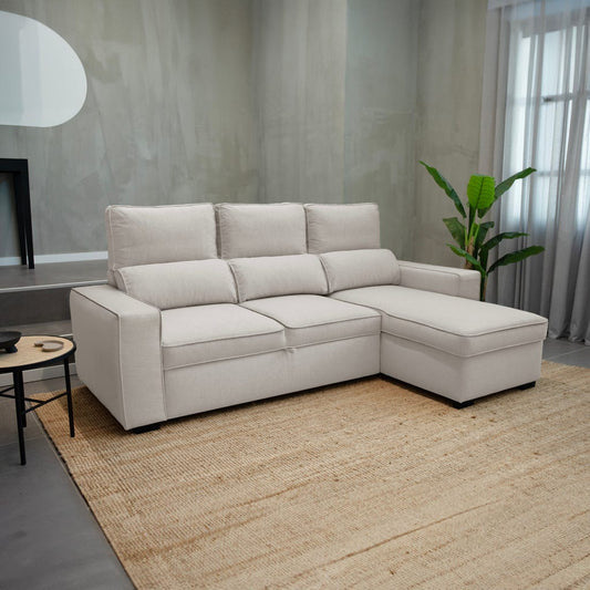 Sofa chaise longue bed beige SANDLER