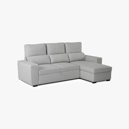 Sofá cama com chaise longue cinza SANDLER