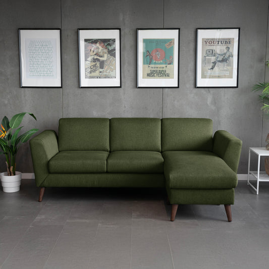 Sofá Canto 3 Lugares e Chaise Longue Verde Escuro Antonelly