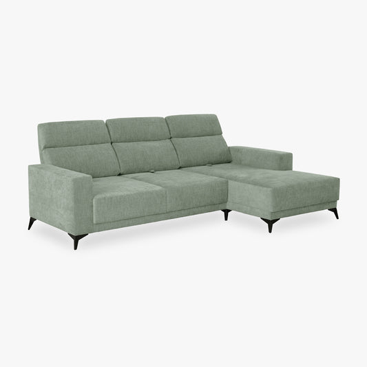 Sofá chaise longue derecha verde BARDEM