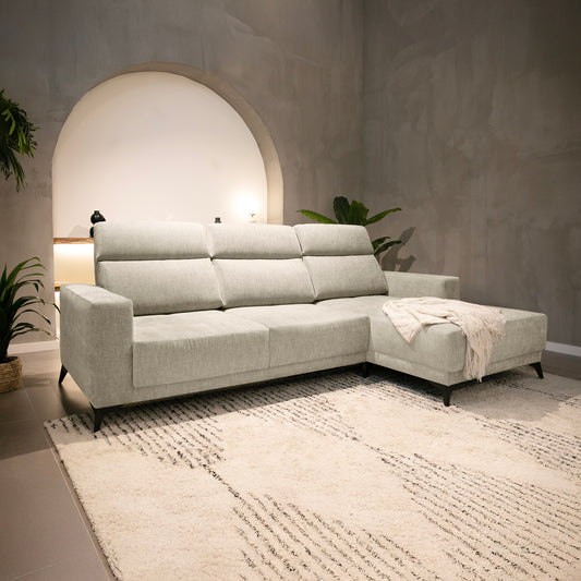 Sofá chaise longue derecha beige BARDEM