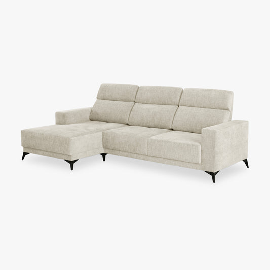 Sofá chaise longue izquierda beige BARDEM