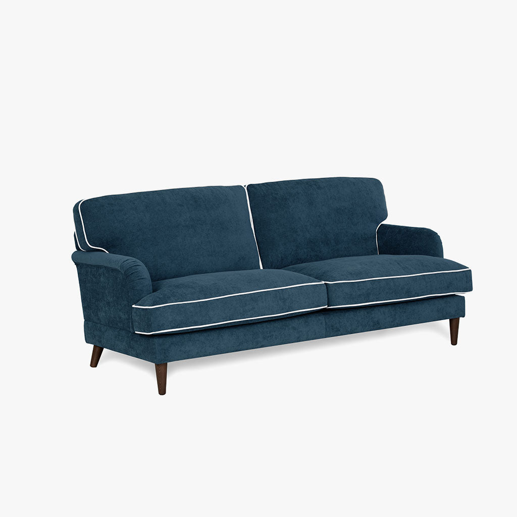 Sofá SPENCER de 3 plazas azul oscuro/beige
