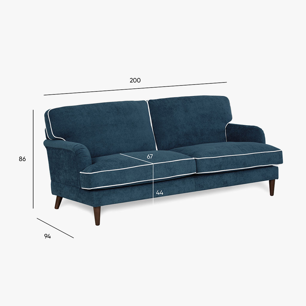 Sofá SPENCER de 3 plazas azul oscuro/beige