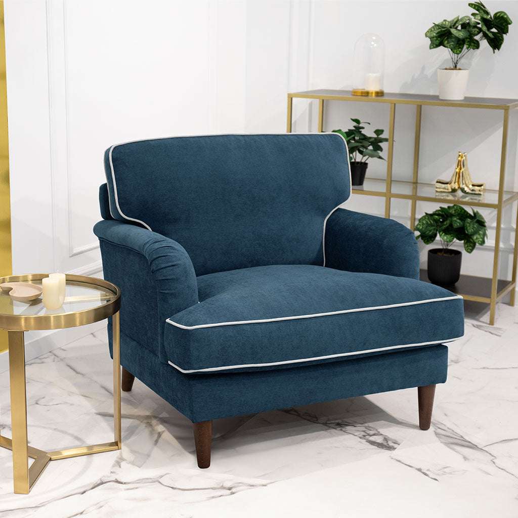 Cadeirão Confortável Azul Escuro/Bege SPENCER
