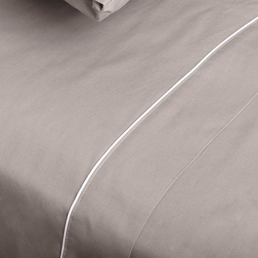 Drap plat gris percale - Lit 140/160 (240x280cm) SAMOA
