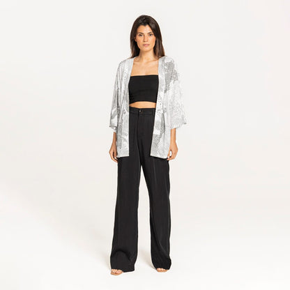 Kimono Curto Viscose Pt/Br 70