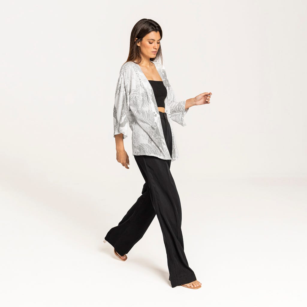 Kimono Curto Viscose Pt/Br 70