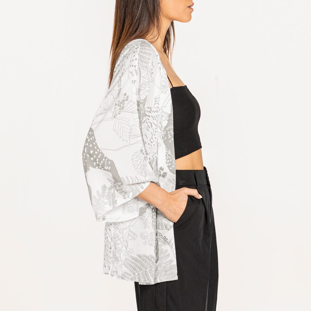 Kimono Curto Viscose Pt/Br 70