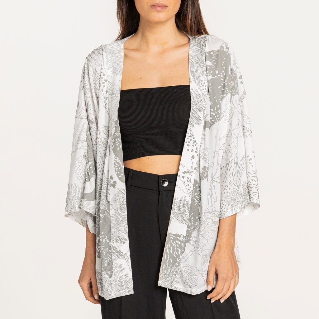 Kimono Curto Viscose Pt/Br 70