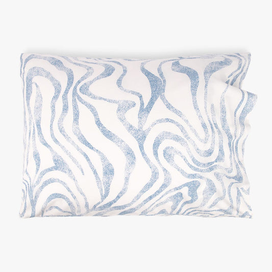 Fronha Almofada Dormir Branca com Curvas Azuis 50x65 LÍRIO