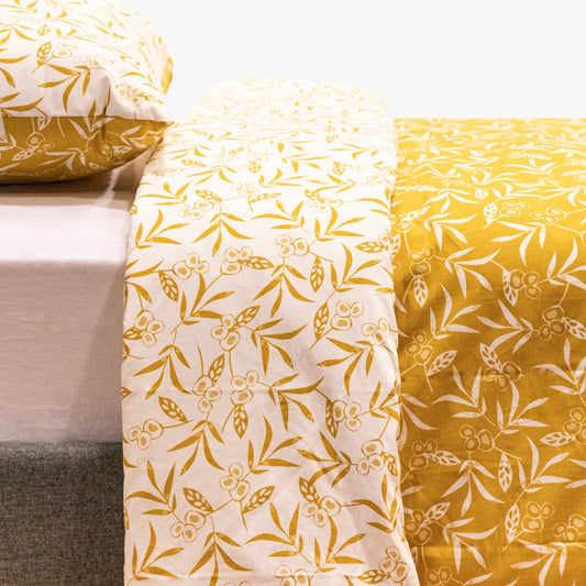 Housse couette fleurs jaune - Lit 80/90 (140x220cm) BACKYARD