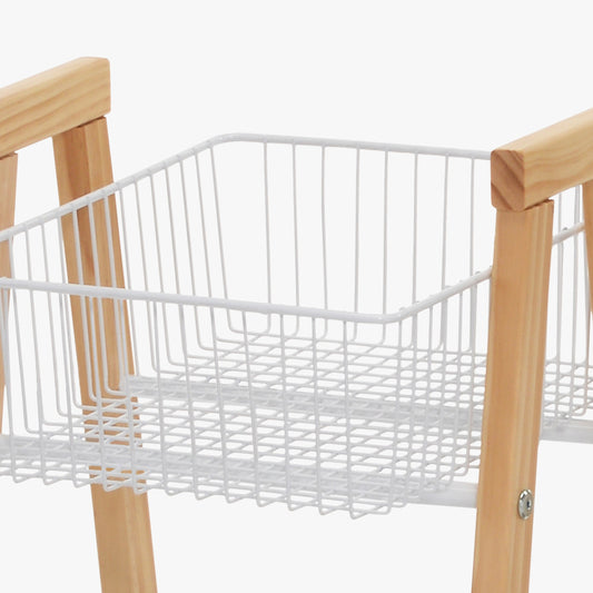 Chariot de soutien en pin avec trois paniers 32x37x81 DRAVA