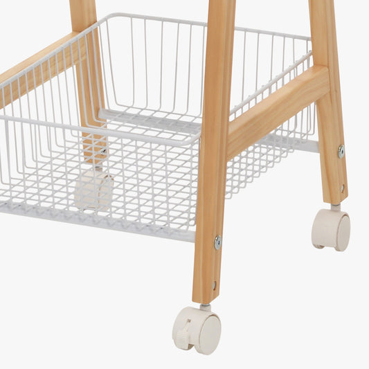 Chariot de soutien en pin avec trois paniers 32x37x81 DRAVA