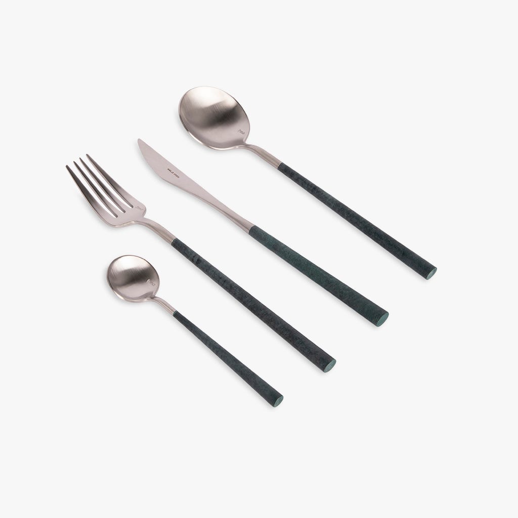 Faqueiro de 16 peças em Aço Inox Prateado e Verde NEO