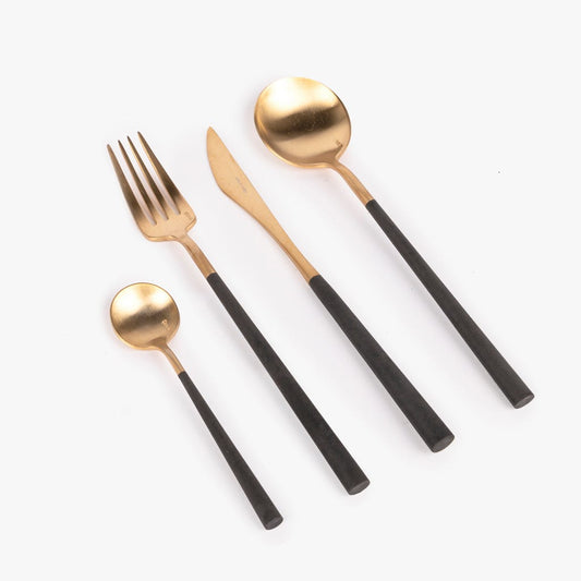 Faqueiro de 16 peças em Aço Inox Dourado e Preto NEO