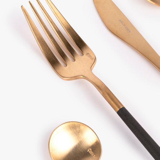 Faqueiro de 16 peças em Aço Inox Dourado e Preto NEO
