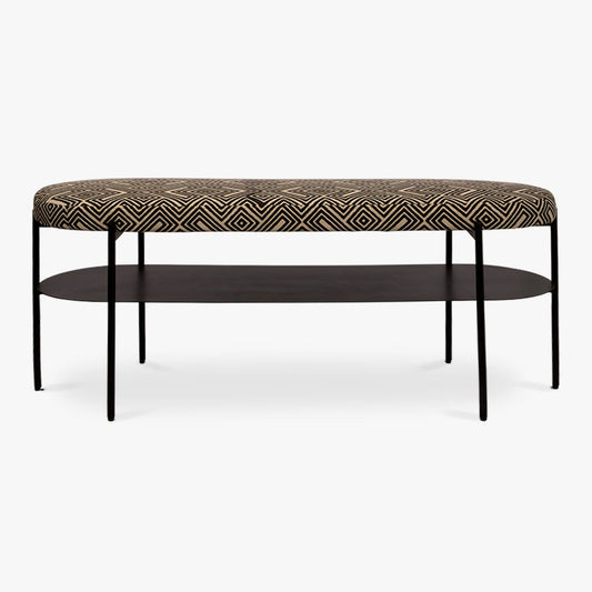 Stool linen black and beige 120x40x45 cm LECCO
