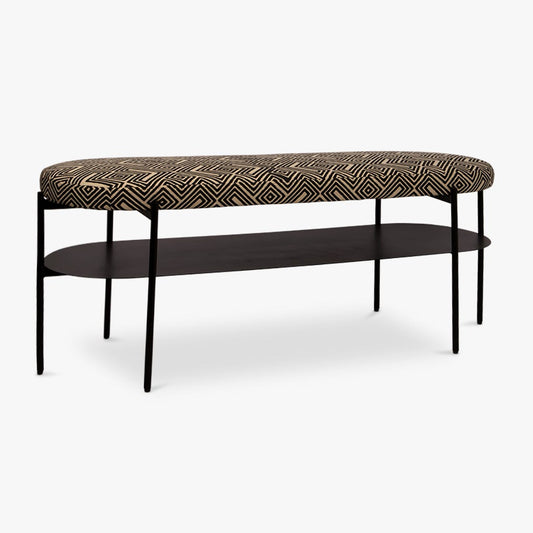 Stool linen black and beige 120x40x45 cm LECCO