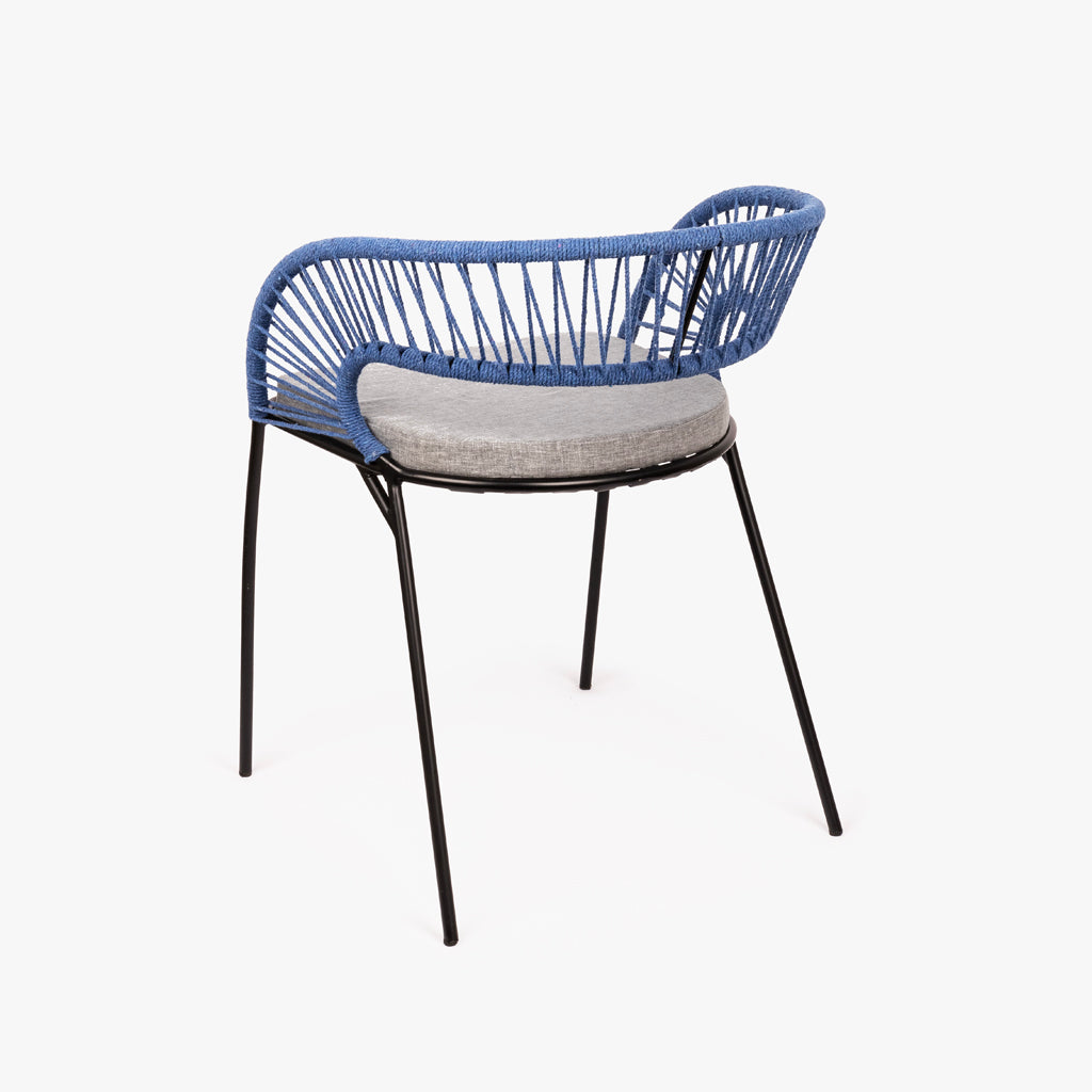 Cadeira de Metal e Corda Azul com braços PANTAI