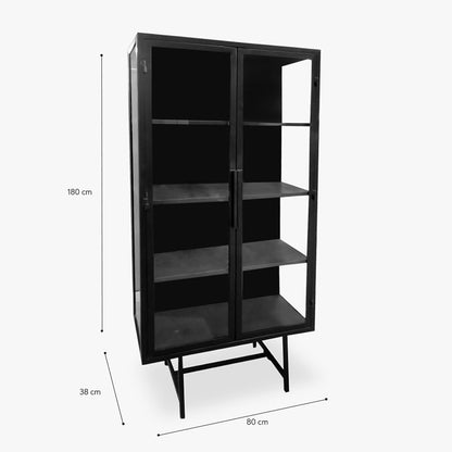 Vitrine Alta de Ferro Preto com Duas Portas CHICAGO