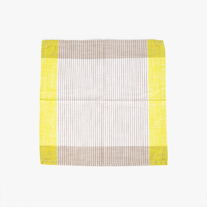 Conjunto de dois Guardanapos de Algodão Riscas Amarelo e Bege 45x45 KERALA