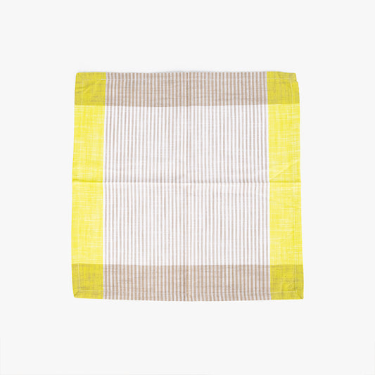 Conjunto de dois Guardanapos de Algodão Riscas Amarelo e Bege 45x45 KERALA