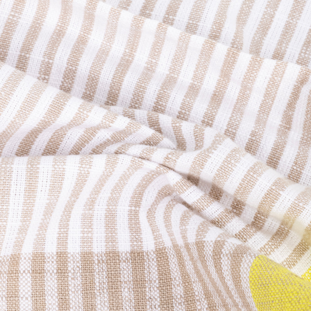 Conjunto de dois Guardanapos de Algodão Riscas Amarelo e Bege 45x45 KERALA
