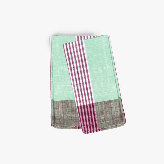 Conjunto de dois Guardanapos de Algosão Riscas Violeta e Verde 45x45 KERALA