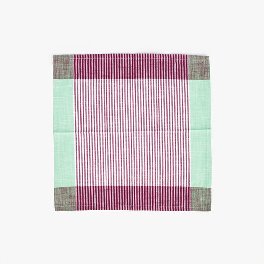 Conjunto de dois Guardanapos de Algosão Riscas Violeta e Verde 45x45 KERALA