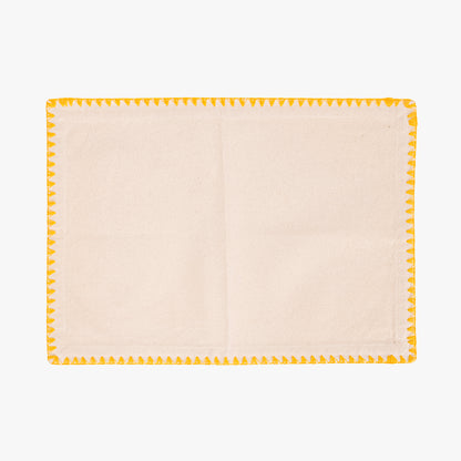 Individual de Algodão Bege com Bordado Amarelo PORTOBELLO