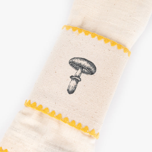 Anel com Guardanapo de Algodão Cogumelo Amarelo PORTOBELLO