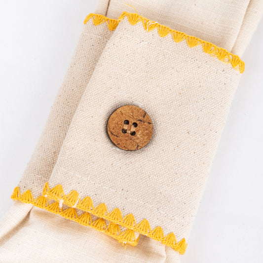 Anel com Guardanapo de Algodão Cogumelo Amarelo PORTOBELLO
