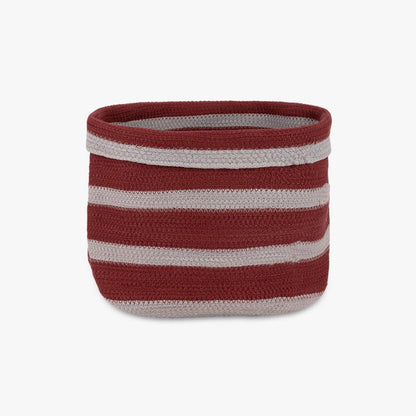Cesto Trançado Riscas Vermelho e Branco LA PAZ