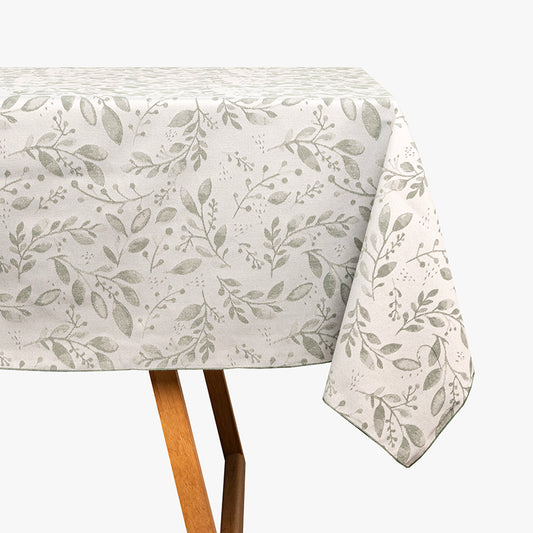 Toalha de Mesa Retangular Jacquard Ramagens Verde WOODS