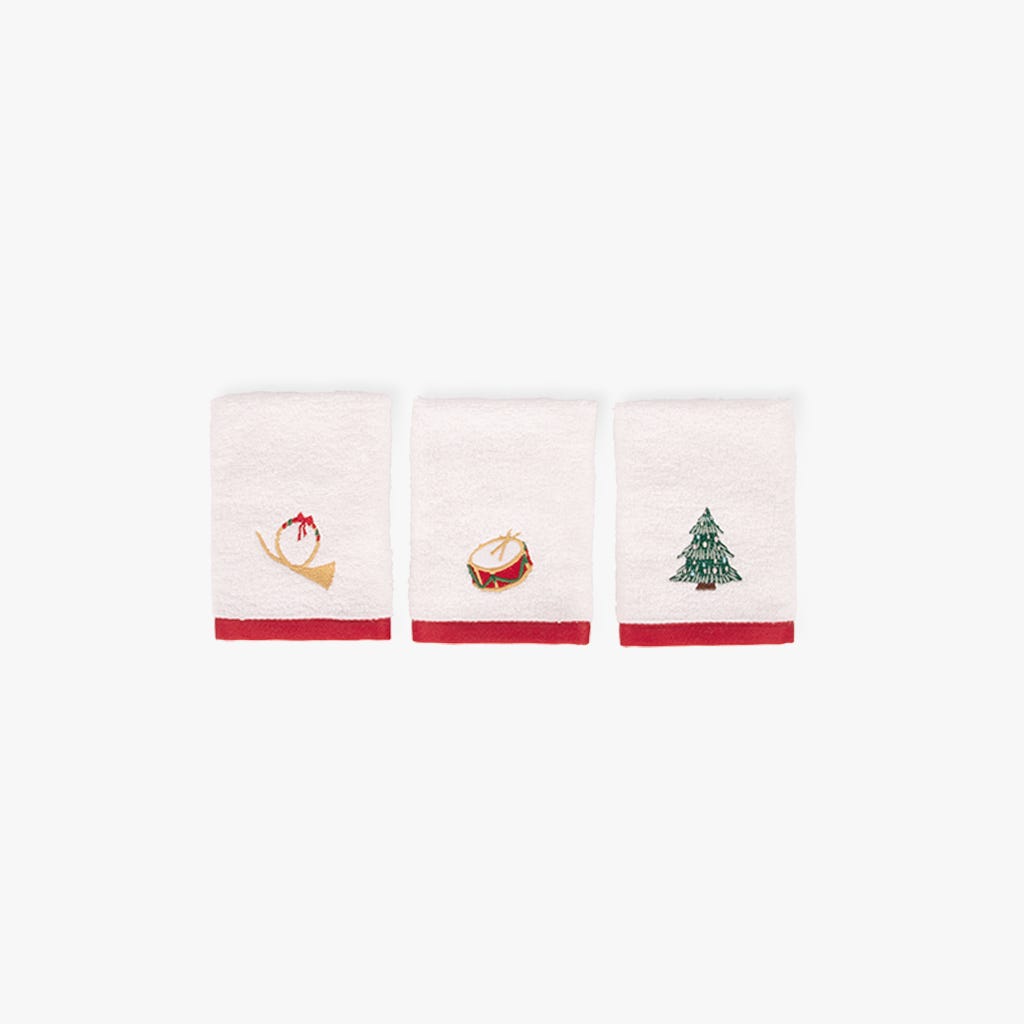 3 Toalhas de rosto algodão natal 30x30cm NUTCRAKER