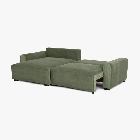 Sofá cama com chaise longue verde LAUREN