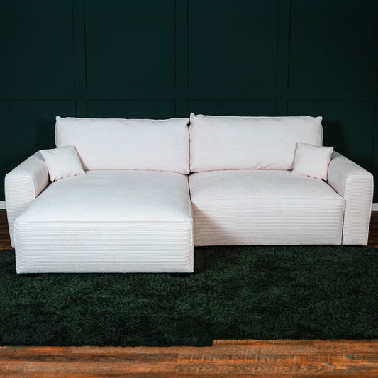 Sofá cama com chaise longue bege LAUREN