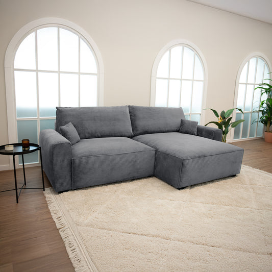 Sofá cama com chaise longue cinza LAUREN