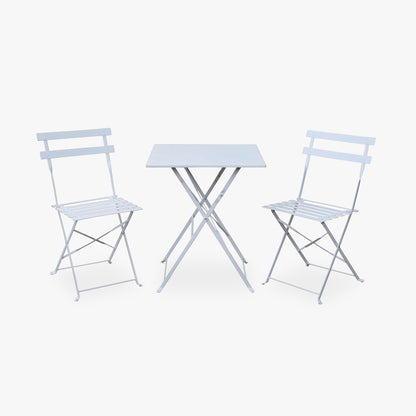 Conjunto de mesa y 2 sillas de metal blanco COLORIDO