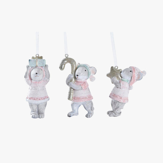 Pink Mouse Ornament 5cm Assorted CELESTIAL