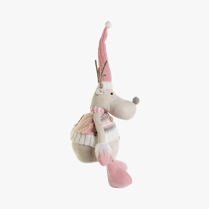 Heavenly Pink Sitting Reindeer