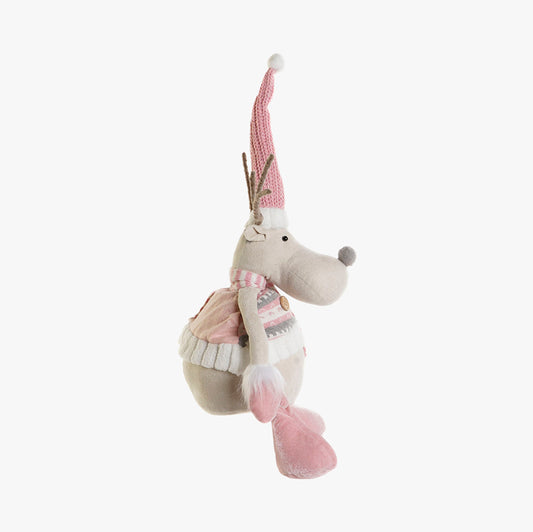 Heavenly Pink Sitting Reindeer